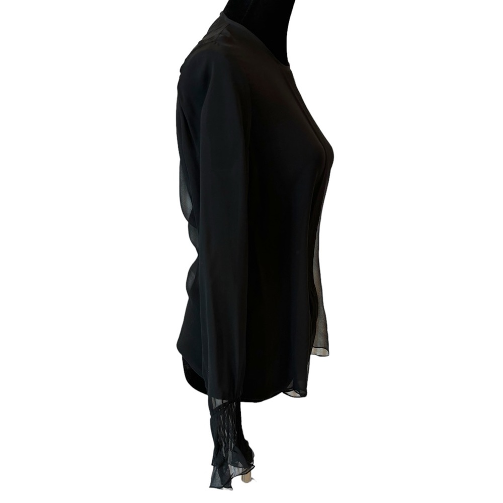 Worth Black Pleated Ruffle Sheer Top - Picture 6 of 6
